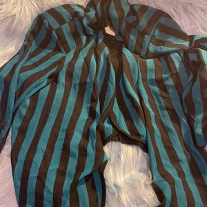 Black and Teal striped cardigan/blazer